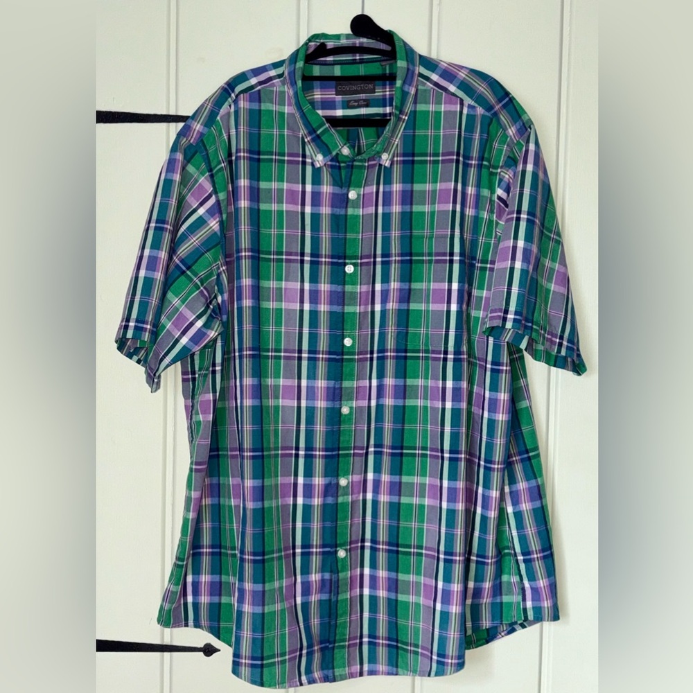 Covington Green and Purple Casual Button Down Shirt size XXL